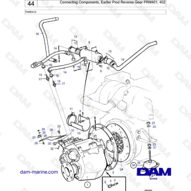 Volvo Penta TAMD41A - Connecting components, Earlier prod reverse gear PRM401