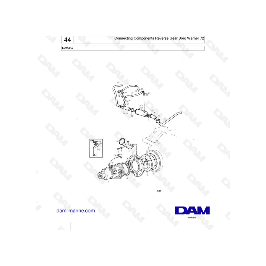 Volvo Penta TAMD41A - Connecting components reverse gear borg warner 72