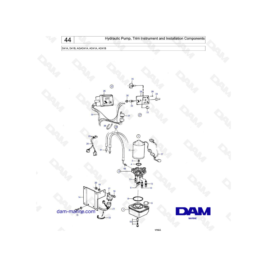 Volvo Penta D41A / D41B / AQAD41A / AD41A / AD41B - Bomba hidráulica, instrumento de ajuste y componentes de instalación
