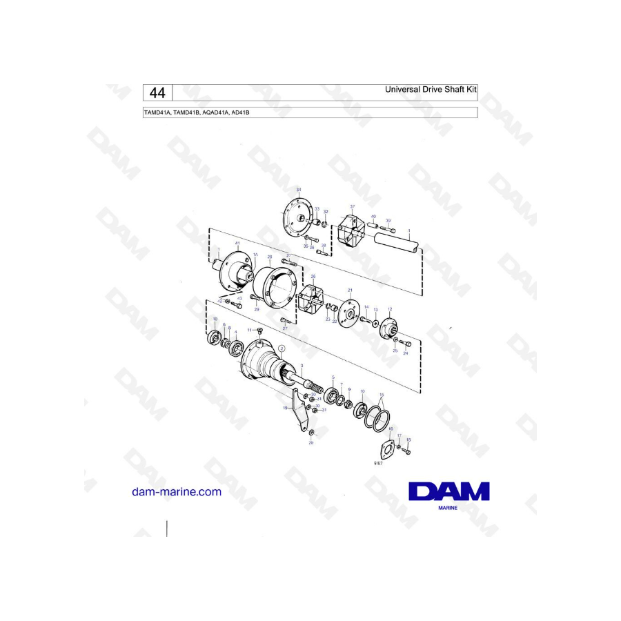 Volvo Penta TAMD41A / TAMD41B / AQAD41A / AD41B - Kit de eje de transmisión universal
