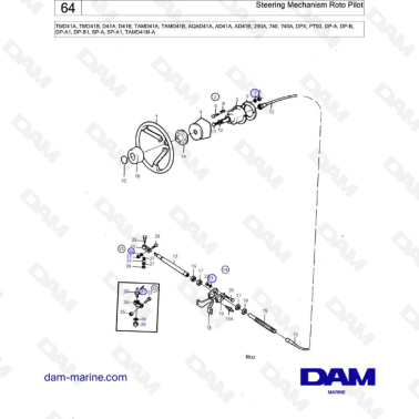 Volvo Penta TMD41A/TMD41B/D41A/D41B/TAMD41A/TAMD41B/AQAD41A/AD41A/AD41B - Steering mechanism roto pilot