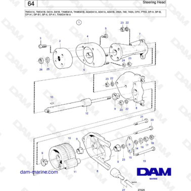 Volvo Penta TMD41A/TMD41B/D41A/D41B/TAMD41A/TAMD41B/AQAD41A/AD41A/AD41B - Steering head