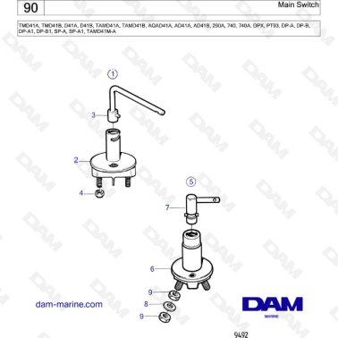 Volvo Penta TMD41A/TMD41B/D41A/D41B/TAMD41A/TAMD41B/AQAD41A/AD41A/AD41B - Main switch
