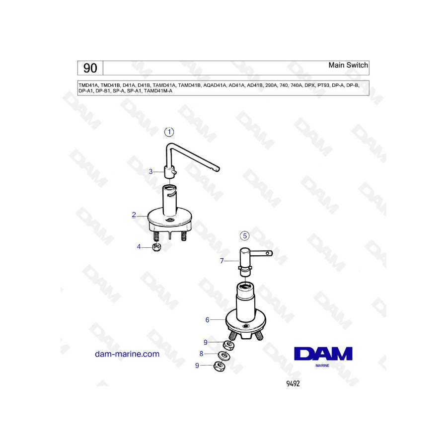 Volvo Penta TMD41A/TMD41B/D41A/D41B/TAMD41A/TAMD41B/AQAD41A/AD41A/AD41B - Main switch Volvo Penta TMD41A/TMD41B/D41A/D41B/TAMD41A/TAMD41B/AQAD41A/AD41A/AD41B - Main switch