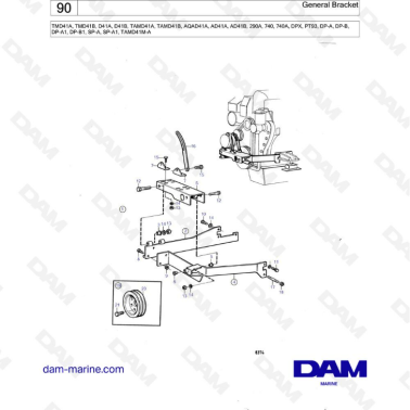 Volvo Penta TMD41A/TMD41B/D41A/D41B/TAMD41A/TAMD41B/AQAD41A/AD41A/AD41B - General bracket