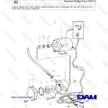 Volvo Penta TMD41A/TMD41B/D41A/D41B/TAMD41A/TAMD41B/AQAD41A/AD41A/AD41B - Electrical oil bilge pump