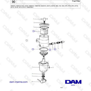 Volvo Penta TMD41A/TMD41B/D41A/D41B/TAMD41A/TAMD41B/AQAD41A/AD41A/AD41B - Fuel filter