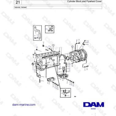 Volvo Penta TMD40B / TMD40C - Cylinder block & flywheel cover