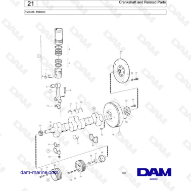 Volvo Penta TMD40B / TMD40C - Crankshaft & related parts