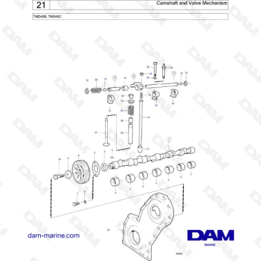 Volvo Penta TMD40B / TMD40C - Camshaft & valve mechanism
