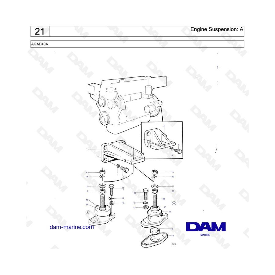 Volvo Penta AQAD40A - Engine suspension : A