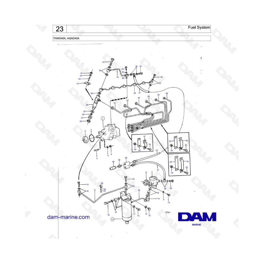 Volvo Penta TAMD40A / AQAD40A  - Fuel system