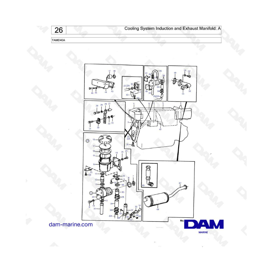 Volvo Penta TAMD40A - Cooling system induction & exhaust manifold : A