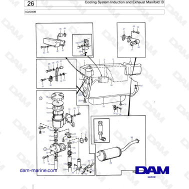 Volvo Penta AQAD40B - Cooling system induction & exhaust manifold : B