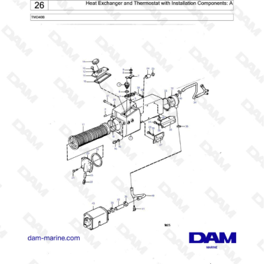 Volvo Penta TMD40B - Heat exchanger & thermostat with installation components: A