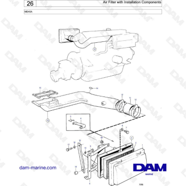Volvo Penta MD40A - Air filter with installation components