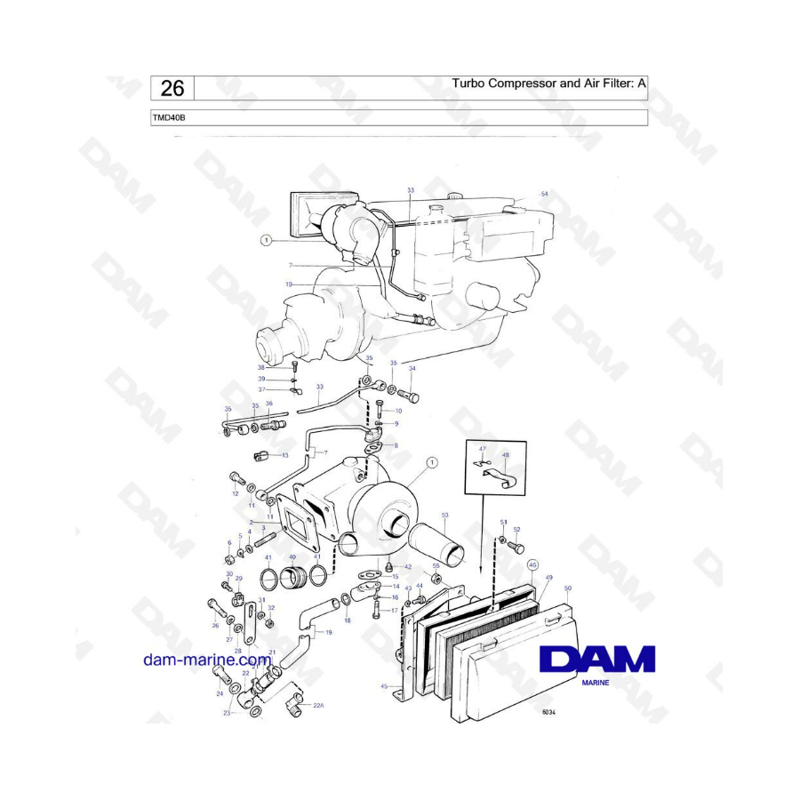Volvo Penta TMD40B - Turbo compressor & air filter: A