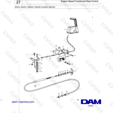 Volvo Penta MD40A/AQD40A/TAMD40A/TAMD40B/AQAD40A/AQAD40B - Engine speed control & stop control