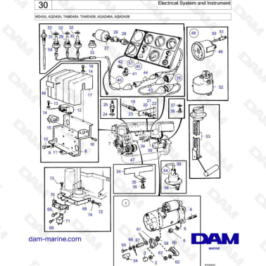Volvo Penta MD40A/AQD40A/TAMD40A/TAMD40B/AQAD40A/AQAD40B - Electrical system & instrument
