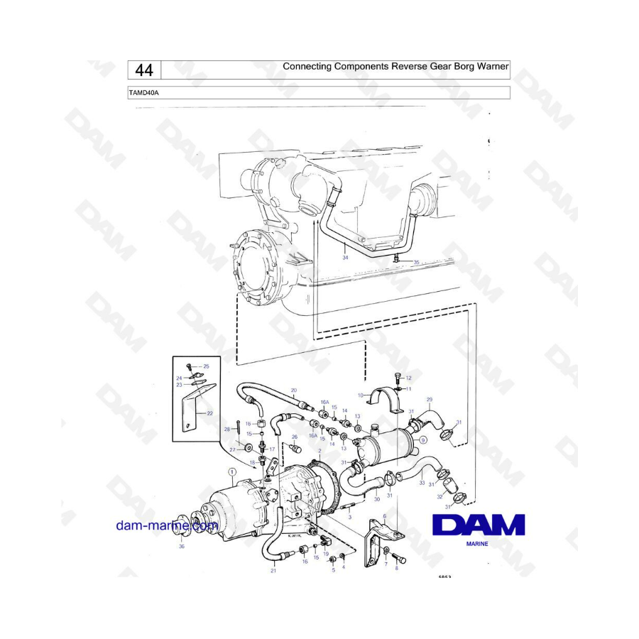Volvo Penta TAMD40A - Connecting components, reverse gear borg warner