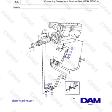 Volvo Penta TAMD40A - Connecting components reverse gear ms3b, MS3C : A