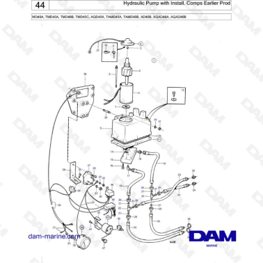 Volvo Penta MD40A/TMD40A/TMD40B/TMD40C/AQD40A/TAMD40A/TAMD40B/AD40B/AQAD40A/AQAD40B - Hydraulic pump with install comps