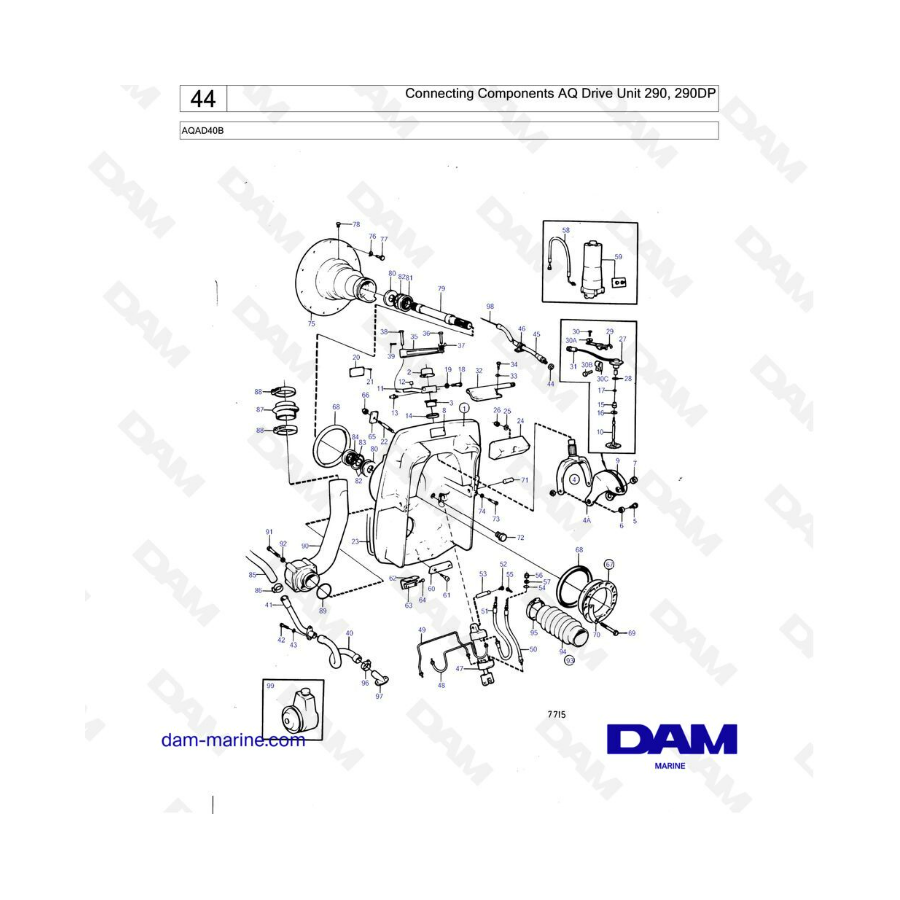Volvo Penta AQAD40B - Connecting components AQ Drive unit 290, 290DP