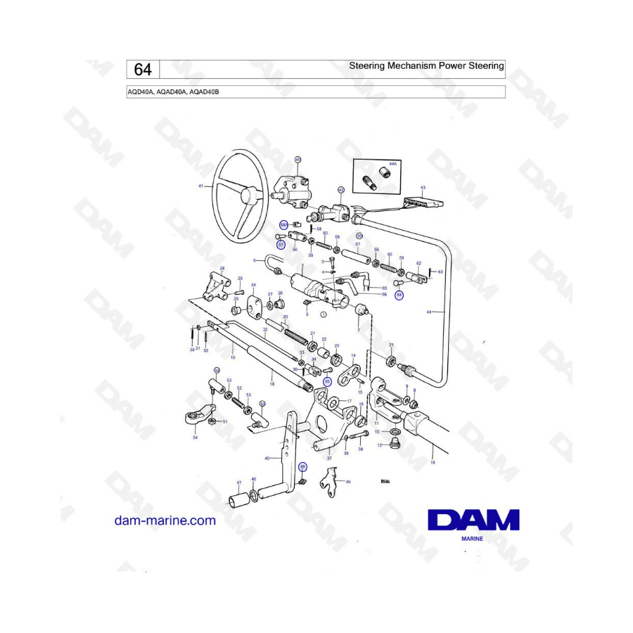 Volvo Penta AQD40A/AQAD40A/AQAD40B - Steering mechanism power steering