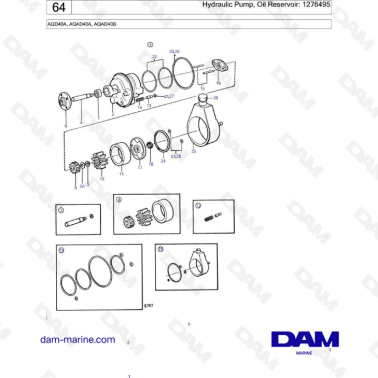 Volvo Penta AQD40A/AQAD40A/AQAD40B - Hydraulic pump, oil resevoir: 1276495