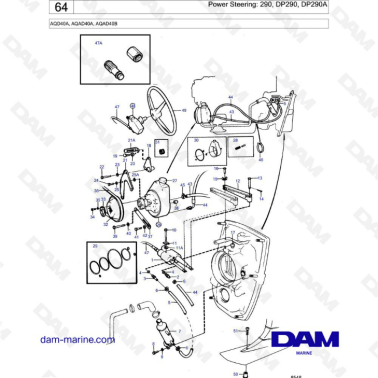 Volvo Penta AQD40A/AQAD40A/AQAD40B - Power steering: 290/DP290/DP290A