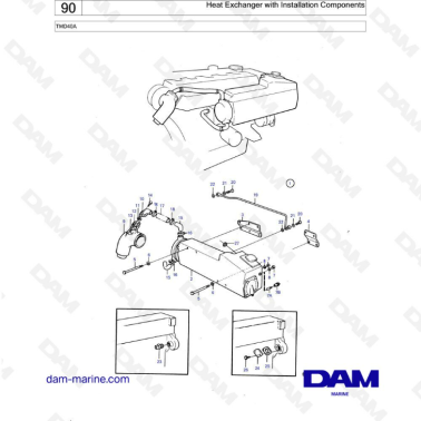 Volvo Penta TMD40A - Heat exchanger with installation components