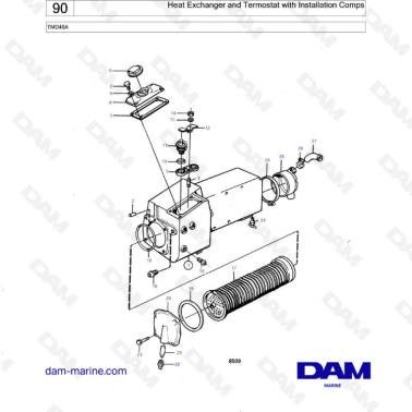 Volvo Penta TMD40A - Heat exchanger & thermostat with installation comps