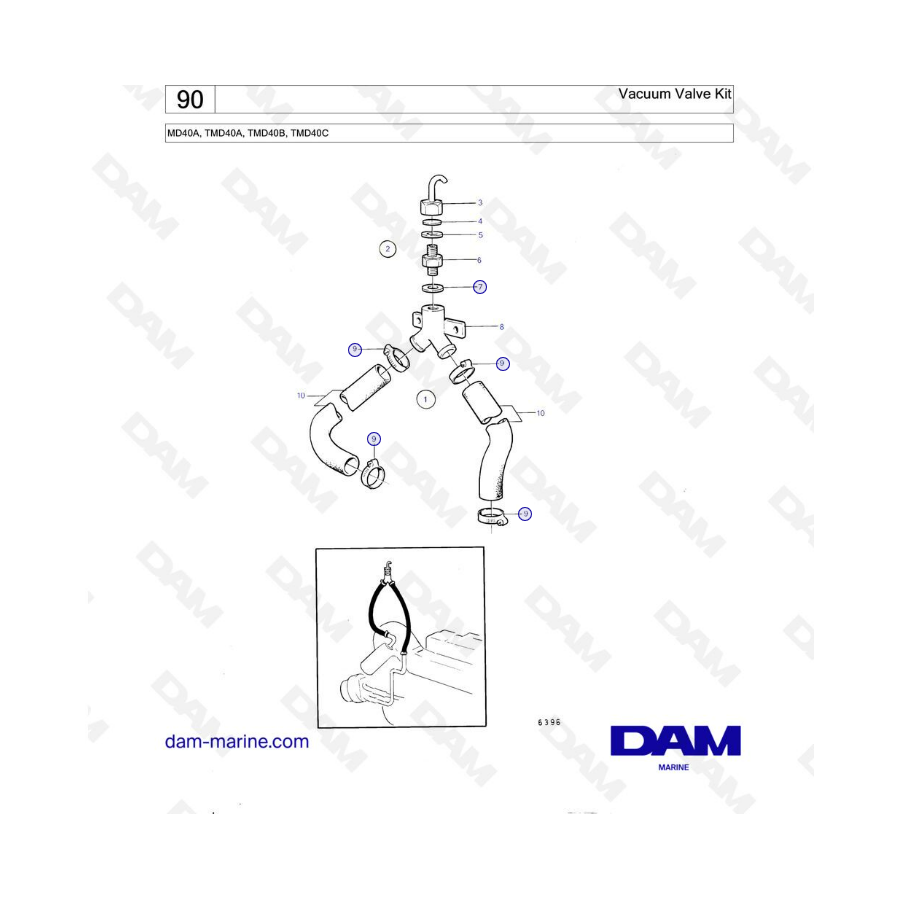 Volvo Penta MD40A/TMD40A/TMD40B/TMD40C - Vacuum valve kit