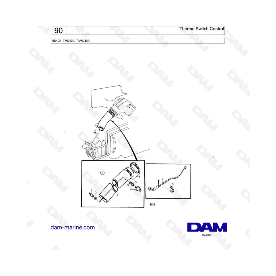 Volvo Penta MD40A/TMD40A/TAMD40A - Thermo switch control Volvo Penta MD40A/TMD40A/TAMD40A - Thermo switch control