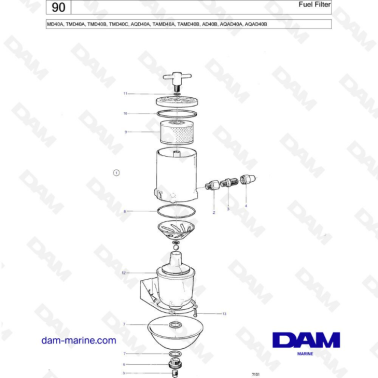 Volvo Penta MD40A/TMD40A/TMD40B/TMD40C/AQD40A/TAMD40A/TAMD40B/AD40B/AQAD40A/AQAD40B - Fuel filter