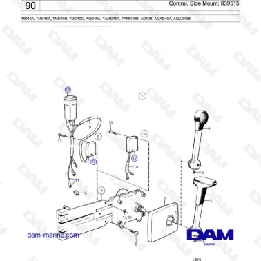 Volvo Penta MD40A/TMD40A/TMD40B/TMD40C/AQD40A/TAMD40A/TAMD40B/AD40B/AQAD40A/AQAD40B - Control side mount: 839515