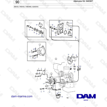 Volvo Penta MD40A/TMD40A/TAMD40A/AQAD40A - Alternator kit: 846387