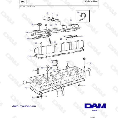 Volvo Penta KAD43P-A / KAMD43P-A - Cylinder head