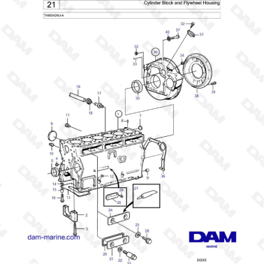 Volvo Penta TAMD42WJ-A - Cylinder block & flywheel housing