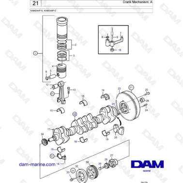 Volvo Penta KAMD44P-A / KAMD44P-C - Crank mechanism : A