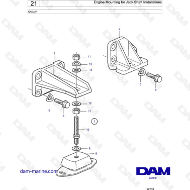 Volvo Penta KAD32P - Engine mounting for jack shaft installations