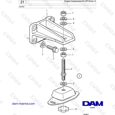 Volvo Penta KAD32P - Engine suspension for DP-Drive: A
