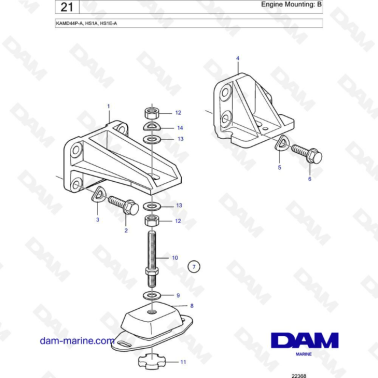 Volvo Penta KAMD44P-A / HS1A / HS1E-A - Engine mounting: B