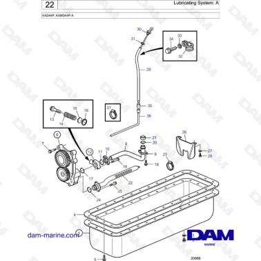 Volvo PEnta KAD44P / KAMD44P-A - Lubricating system: A