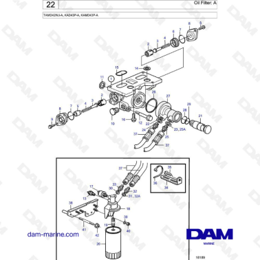 Volvo Penta TAMD42WJ-A / KAD43P-A / KAMD43P-A - Oil filter: A