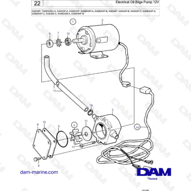 Volvo Penta KAD32P/TAMD42/KAD43P/KAMD43P/KAD300/KAMD44P - Electrical oil bilge pump 12V