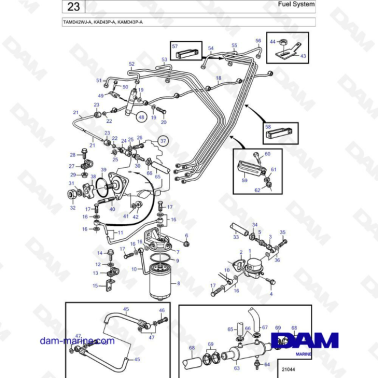 Volvo Penta TAMD42WJ-A, KAD43P-A, KAMD43P-A - Fuel system