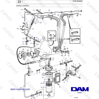 Volvo Penta KAD300-A / KAMD300-A - Fuel system