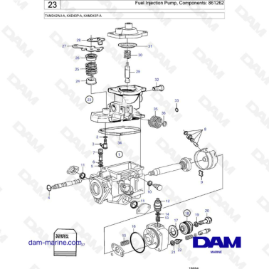 Volvo Penta TAMD42WJ-A/KAD43P-A/KAMD43P-A - Fuel injection pump, components: 861262