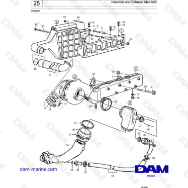 Volvo Penta KAD32P - Induction & exhaust manifold